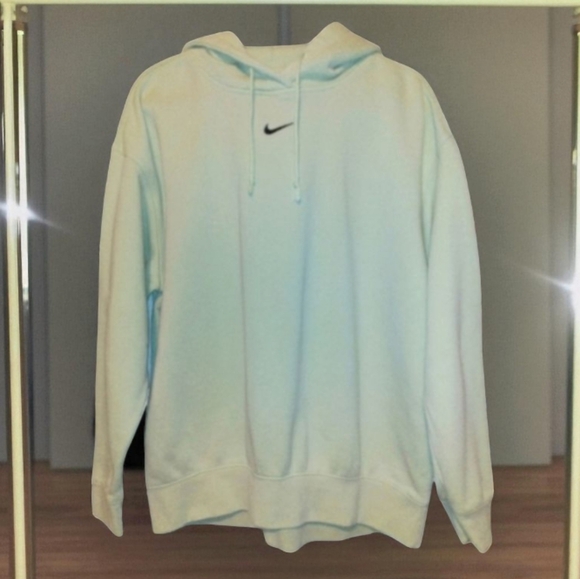Nike  Unisex Center Swoosh Oversized fit Washed Lime Ice Green Pullover Hoodie - Picture 1 of 7